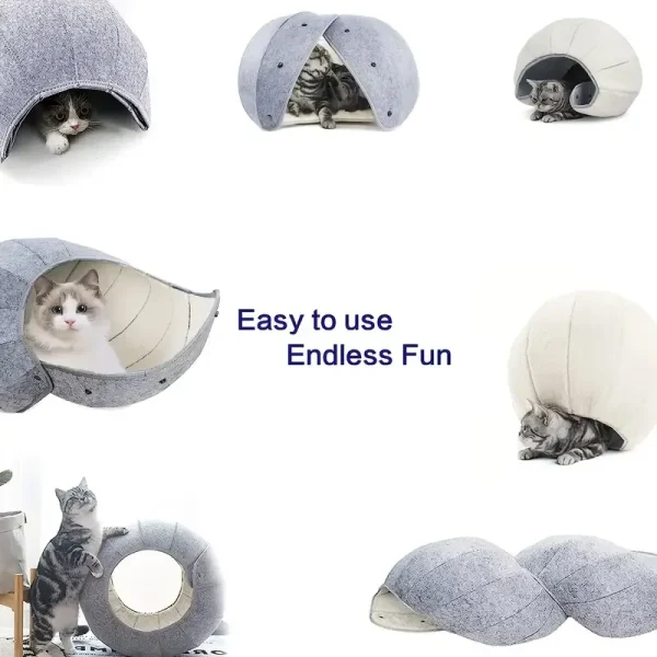 ?Cat Cave Tunnel Multi-Function Foldable Cat Bed - Image 3