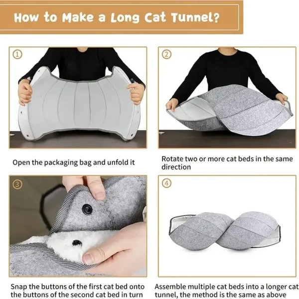 ?Cat Cave Tunnel Multi-Function Foldable Cat Bed - Image 6