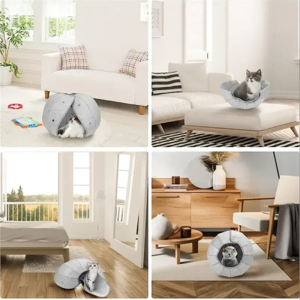 ?Cat Cave Tunnel Multi-Function Foldable Cat Bed - Image 4