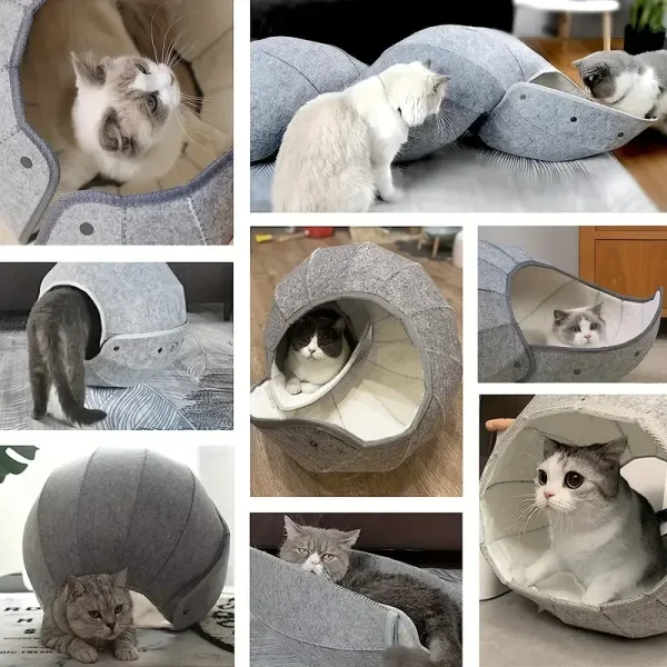 ?Cat Cave Tunnel Multi-Function Foldable Cat Bed - Image 8