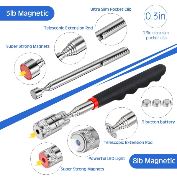 🔥4 Pcs LED Retractable Magnetic Pickup - Image 11